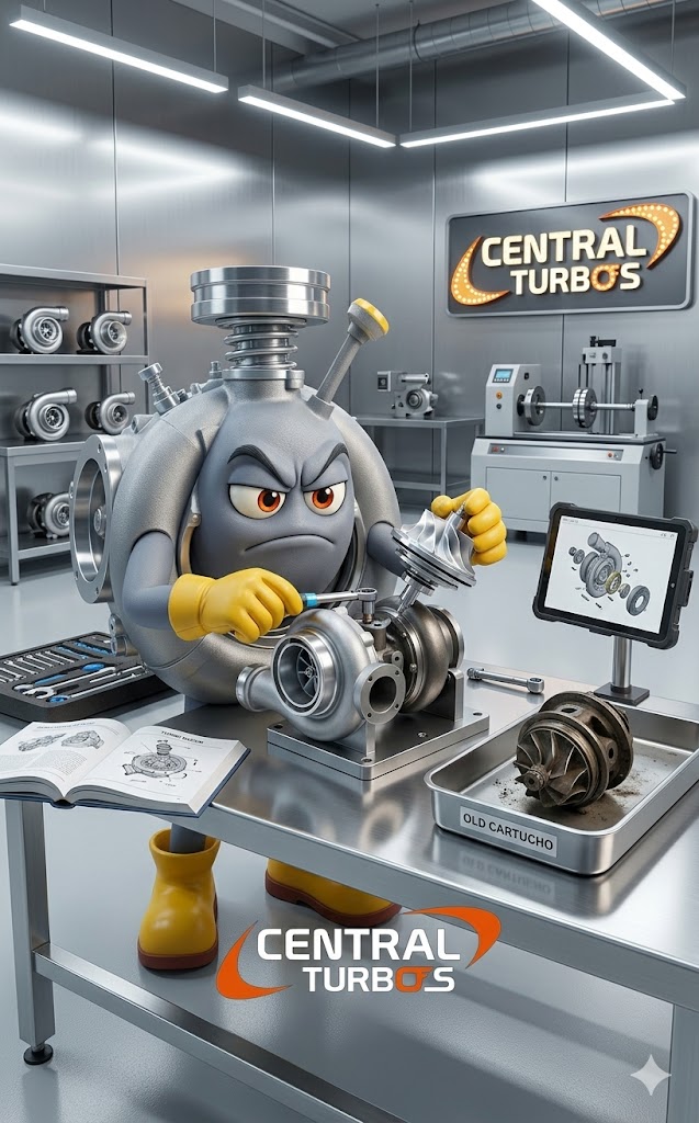 Diego reparando un turbo en el taller de Centralturbos