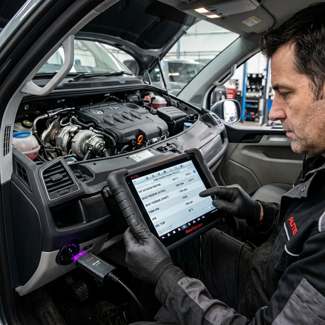 Diagnóstico electrónico del turbo con scanner — Calibrar el actuador y verificar la presión de boost es esencial